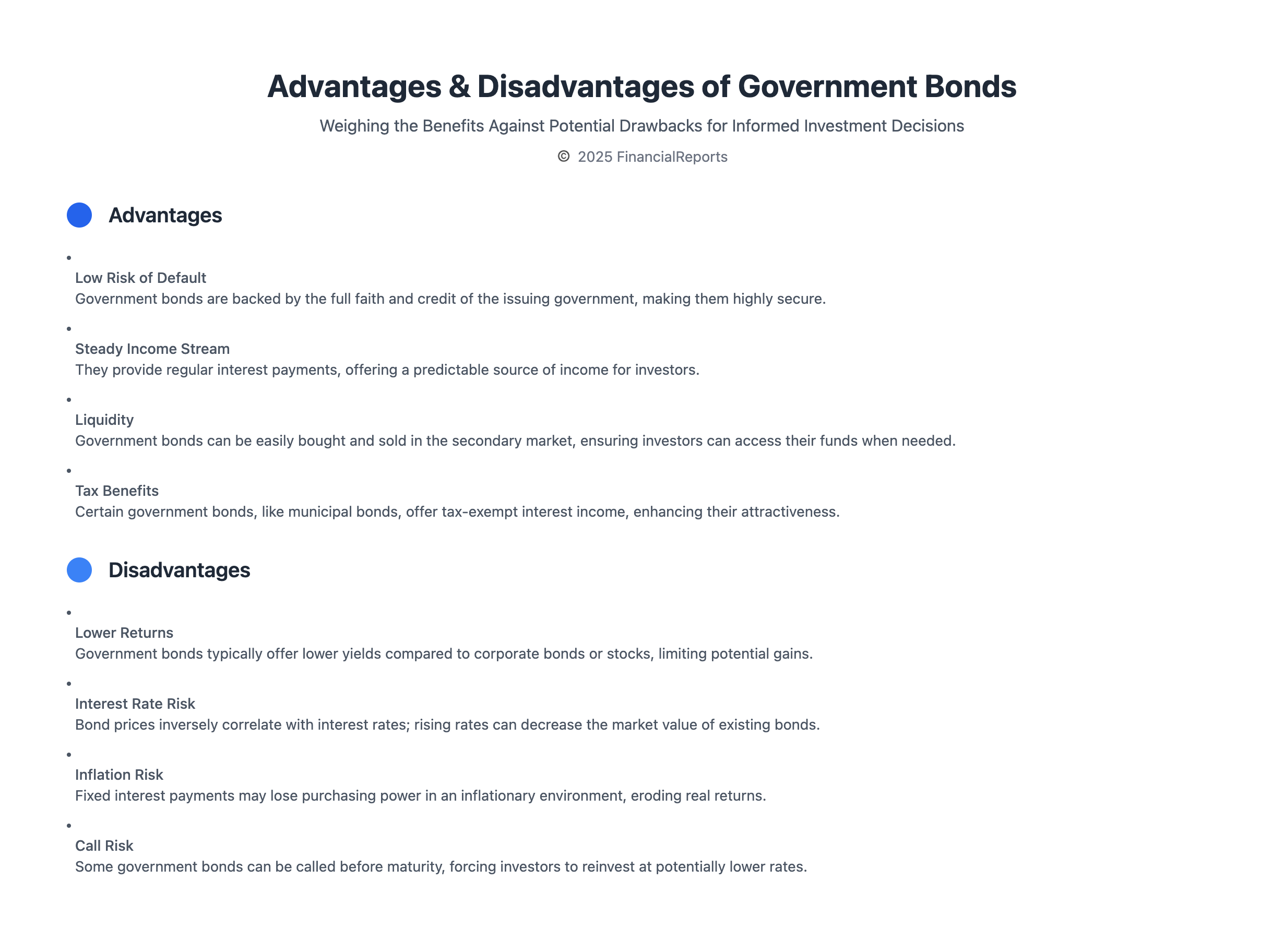 Advantages & Disadvantages of Government Bonds